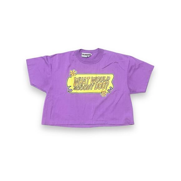 Vintage 90s “What Would Scooby Doo?” Cropped T Shirt Purple McGregor Tag Sz M - Picture 1 of 6